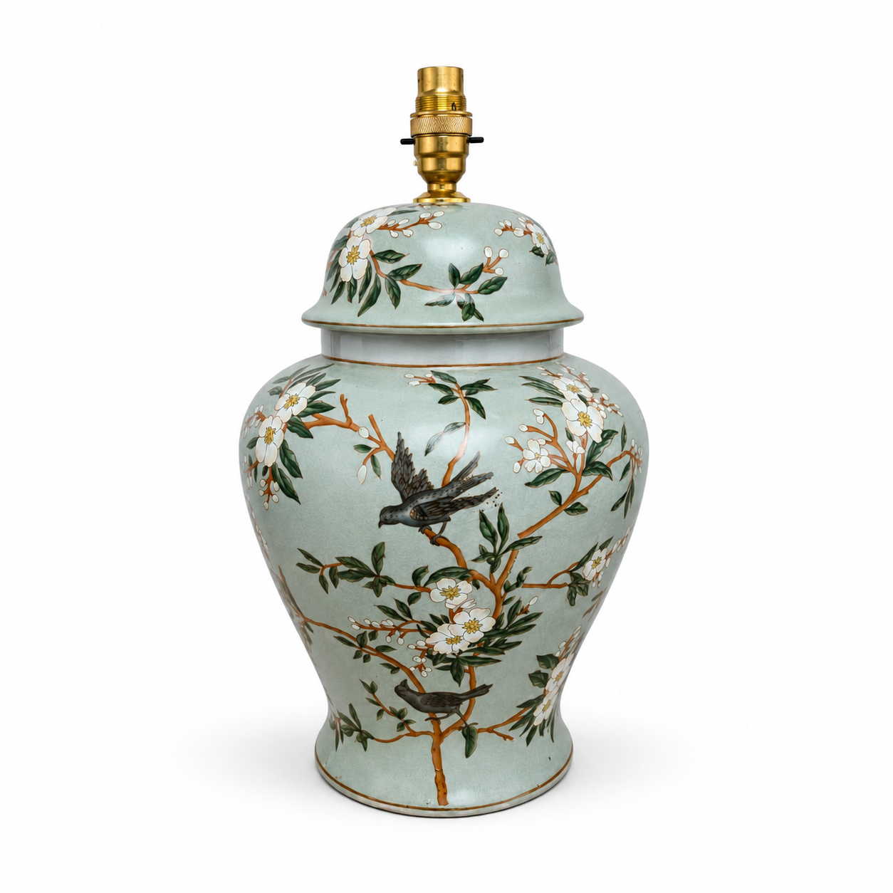 Cherry Blossom Temple Jar Ceramic Lamp Base 43 cm