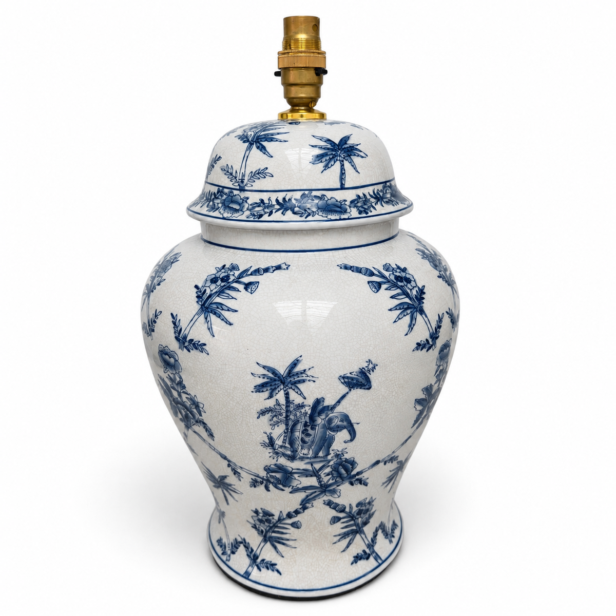 Coromandel Bleu Ceramic Temple Jar Lamp Base
