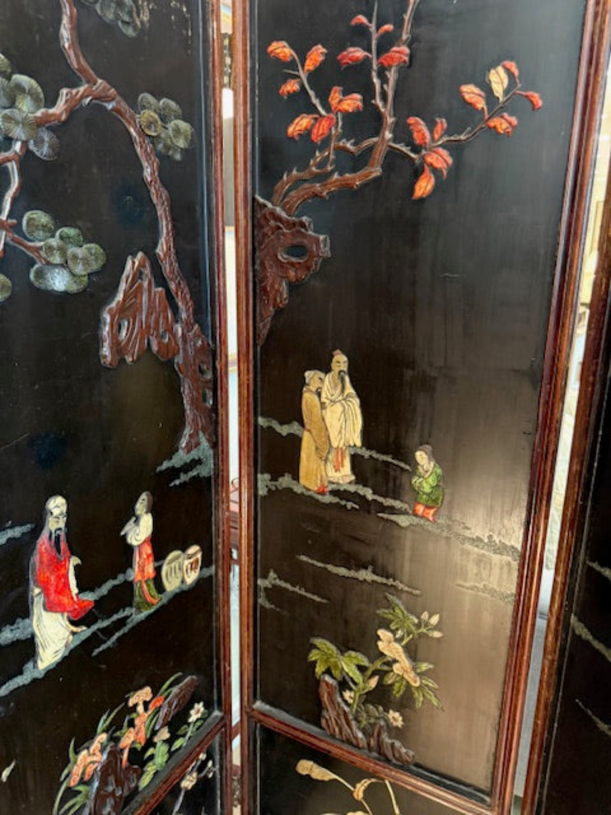 Oriental Hand-Painted Folding Screen