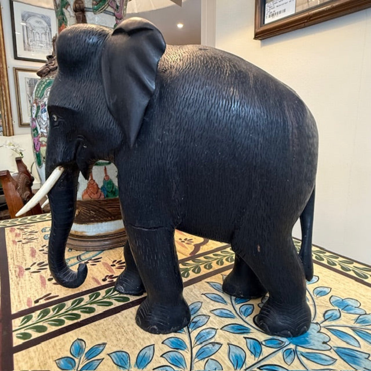 Mid-Century Carved Ebony Elephant