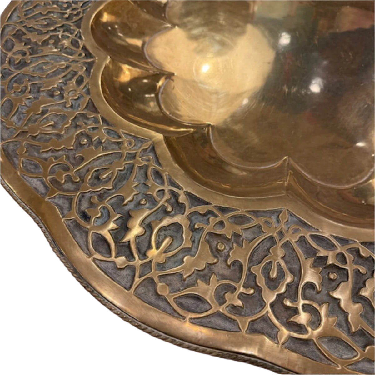 Original Decorative Brass Tray Top Folding Table
