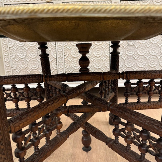Original Decorative Brass Tray Top Folding Table
