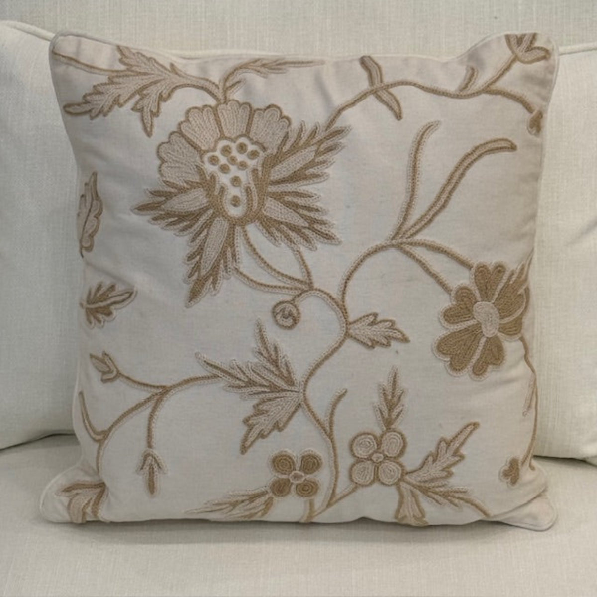 Hand Embordered Crewel Work Cushion