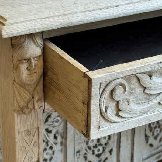 Dutch Carved Bleached Oak Desk