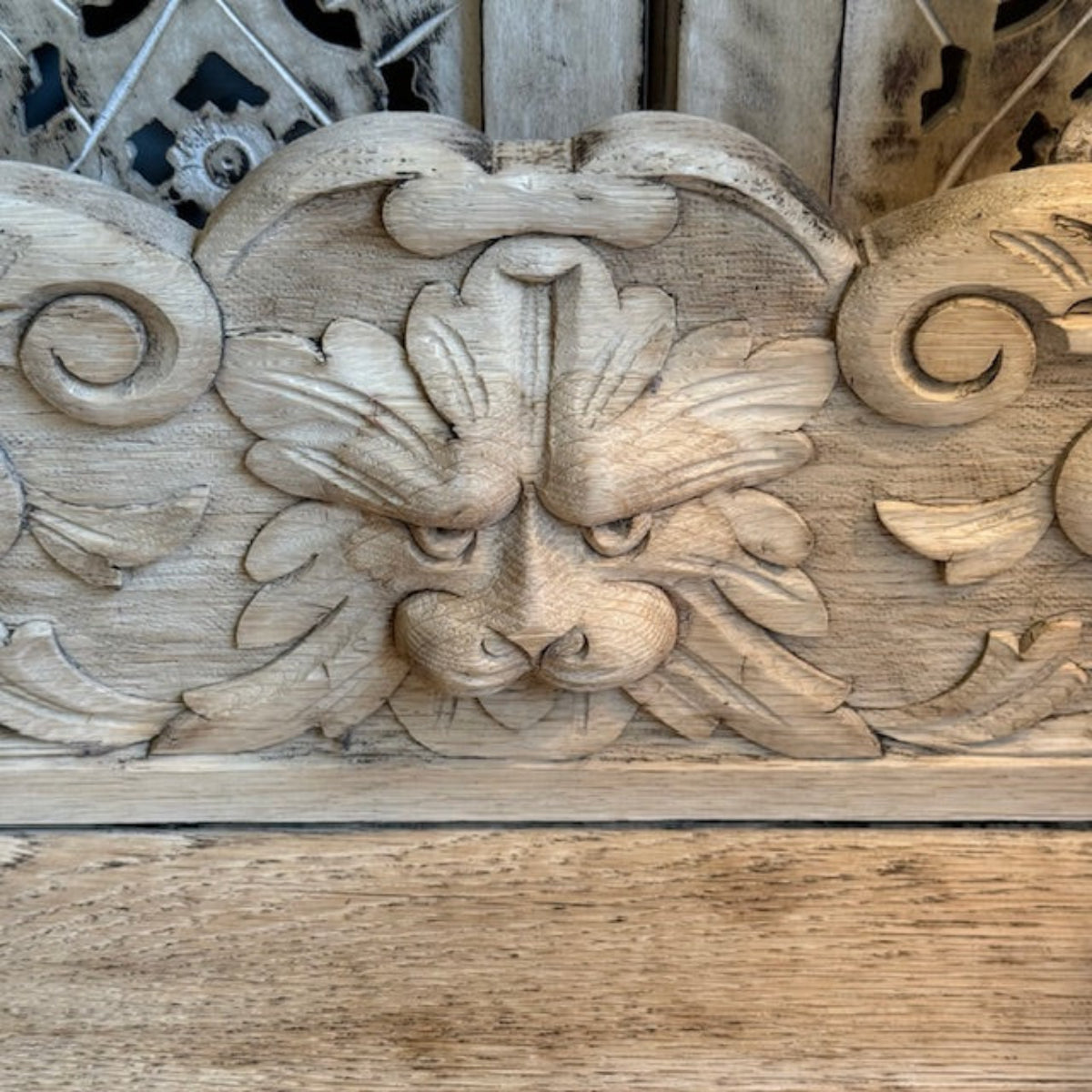Dutch Carved Bleached Oak Desk