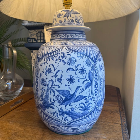 Blue & White Hand-Painted Ceramic Lamp Base