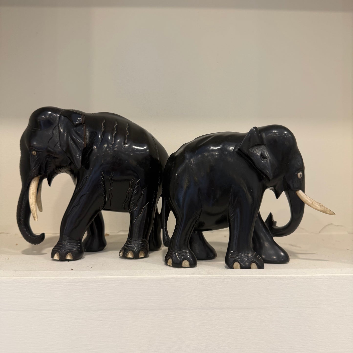 A Pair of Hand‑Carved Elephants