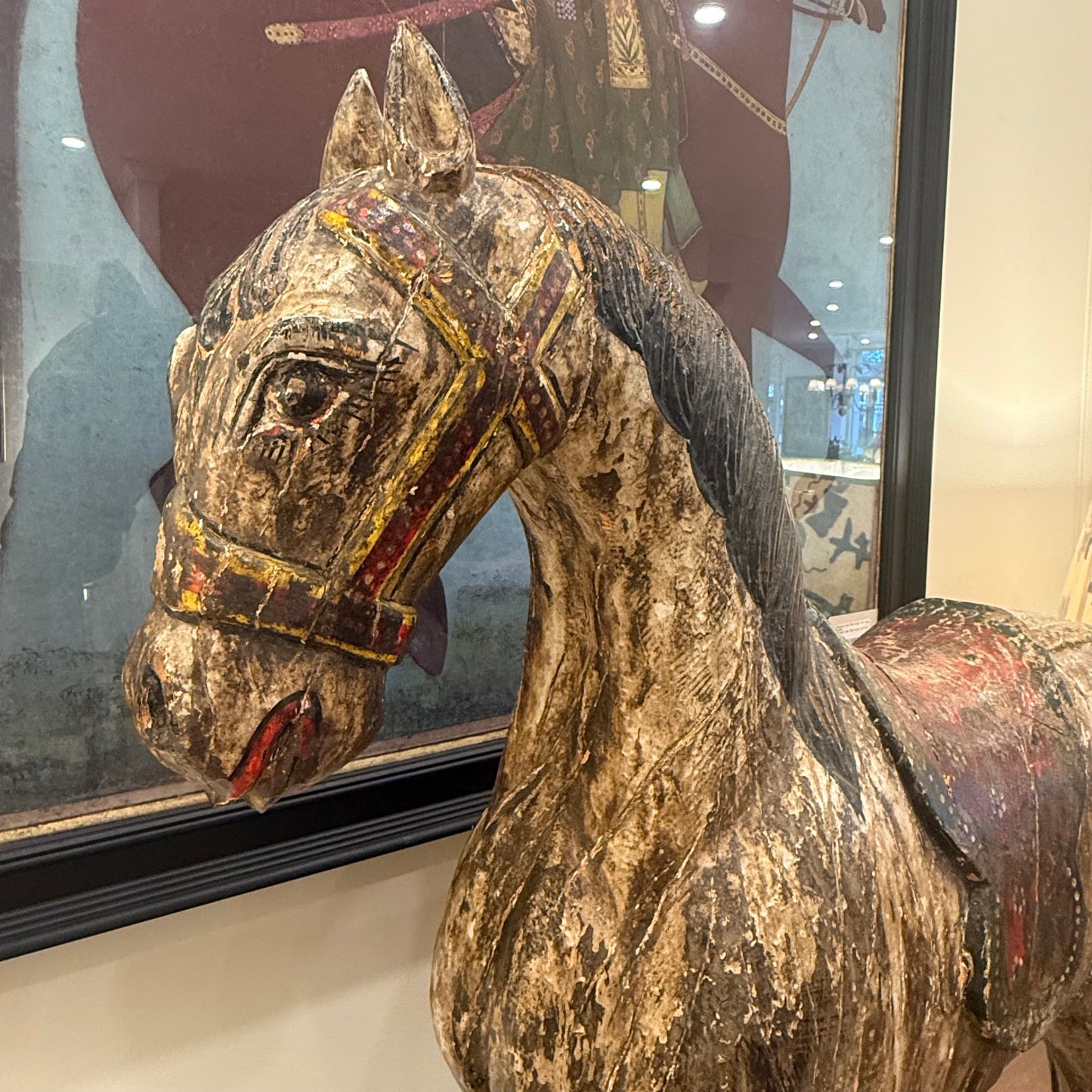 Hand‑Carved & Painted South Indian Temple Horse