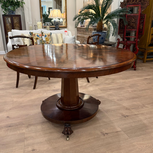 Antique Early Victorian Mahogany Breakfast Table – Stunning Flame Veneer Top