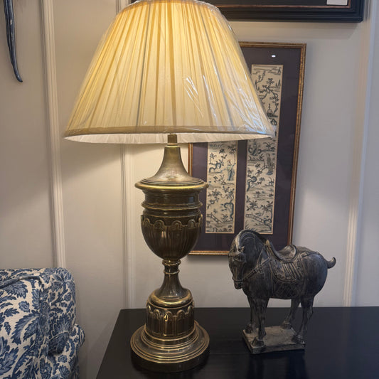 Large Vintage English Brass Urn Table Lamp