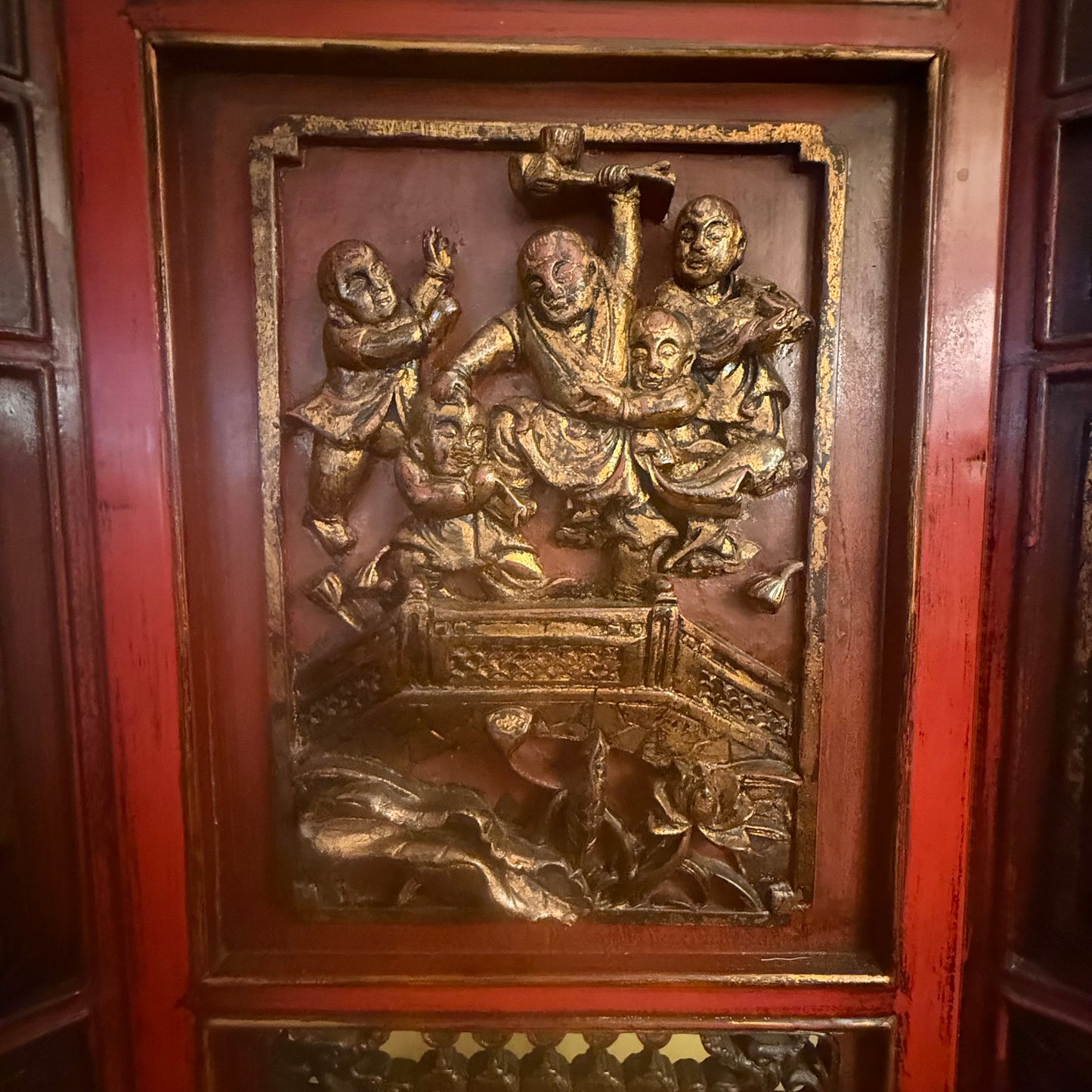 Antique Oriental Carved Umbrella & Stick Stand