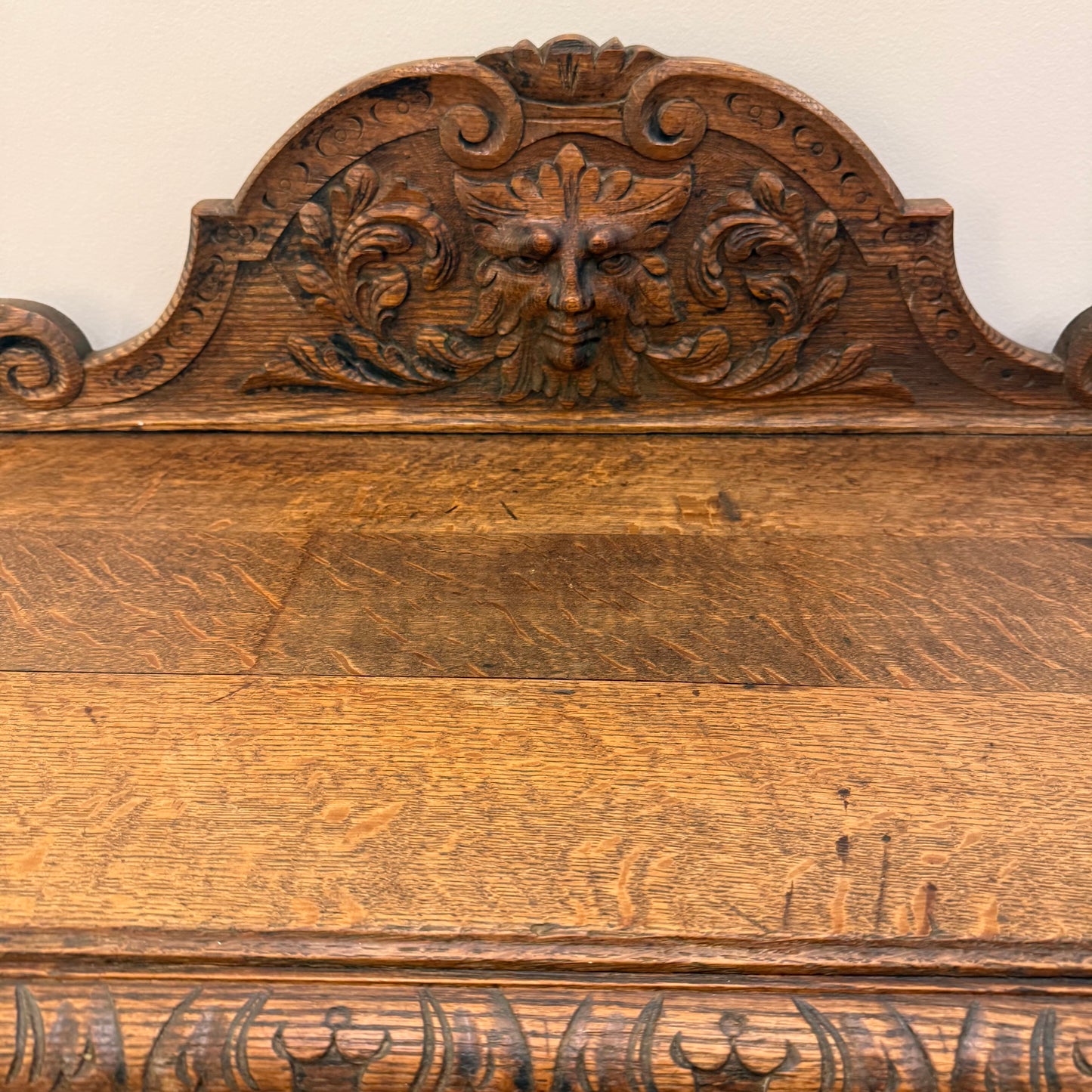 Antique Carved Oak “Green Man” Hall Console Table