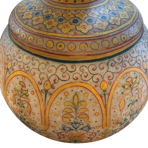 Mughal Design Hand Painted Marble Vase