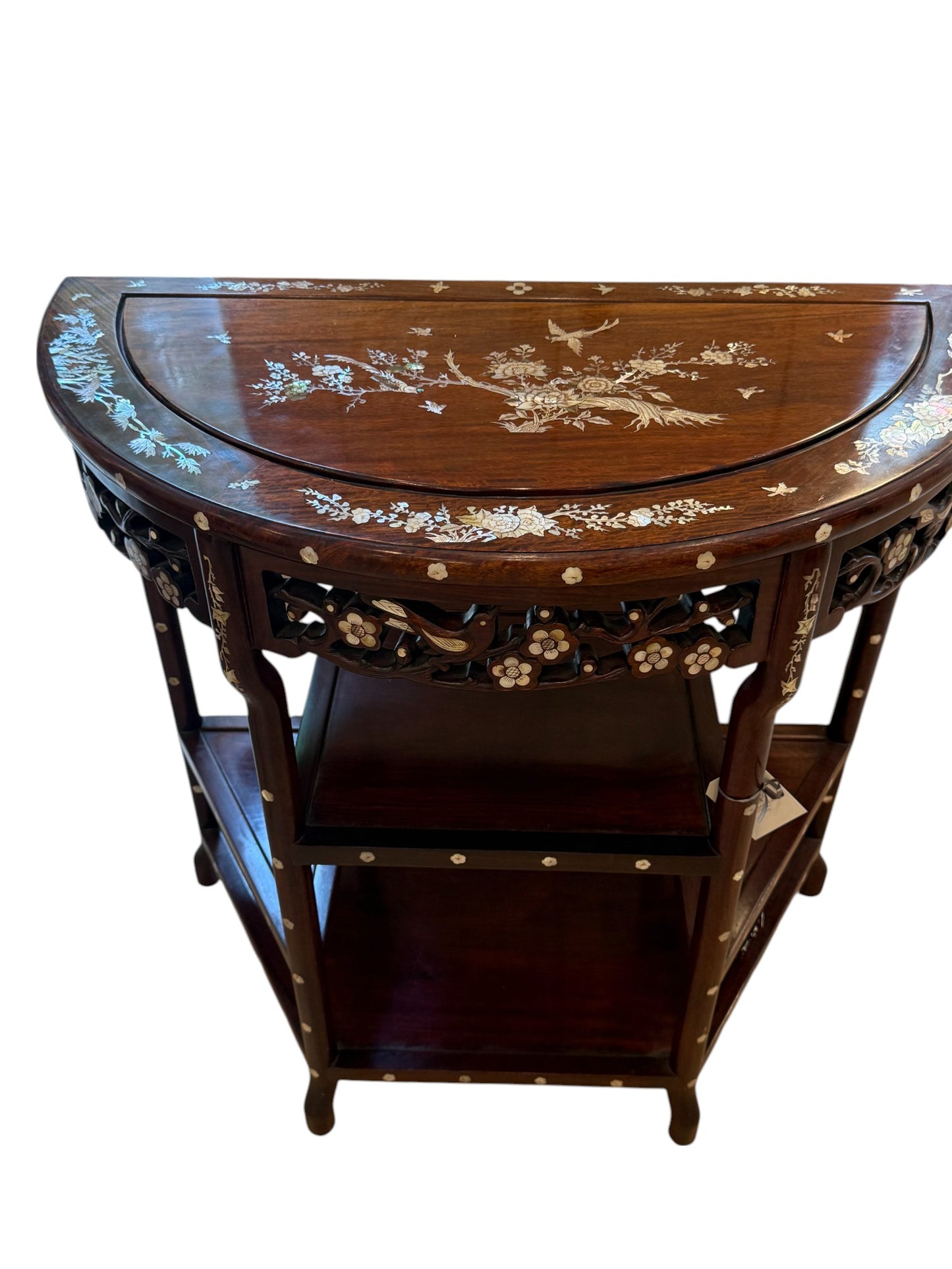 Oriental Demi-Lune Table With Fine Mother-of-Pearl Inlay – Mid-20th Century