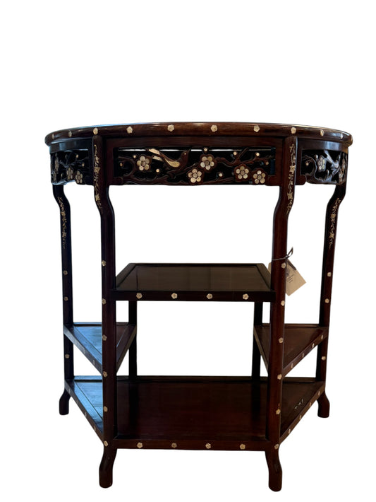 Oriental Demi-Lune Table With Fine Mother-of-Pearl Inlay – Mid-20th Century