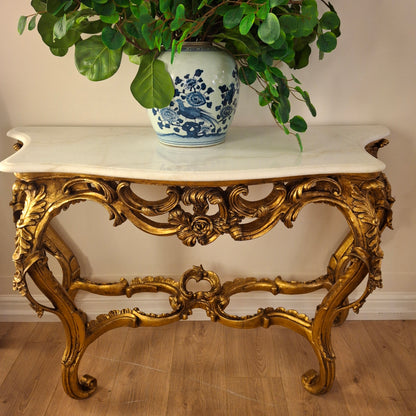Italian Gilt Console Table with Marble Top