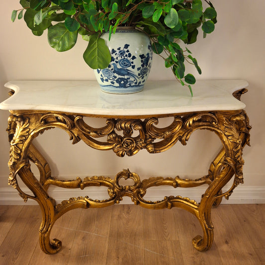 Italian Gilt Console Table with Marble Top