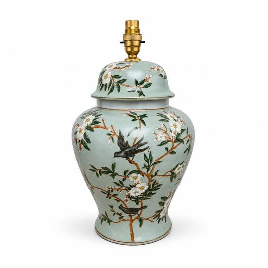 Cherry Blossom Temple Jar Ceramic Lamp Base 43 cm