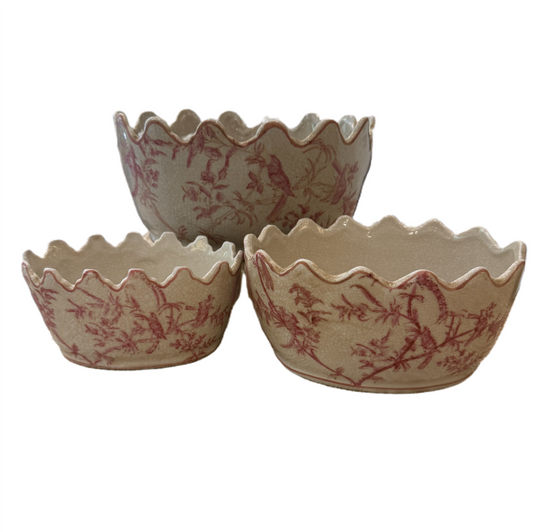 Toile De Chine Set Of 3 Cache Pots