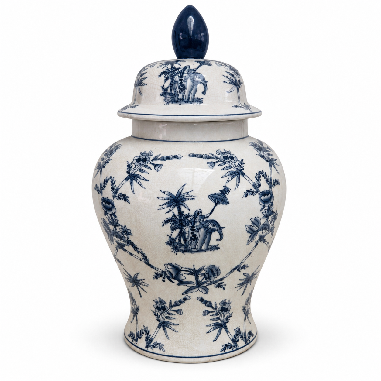 Coromandel Bleu Large Temple Jar