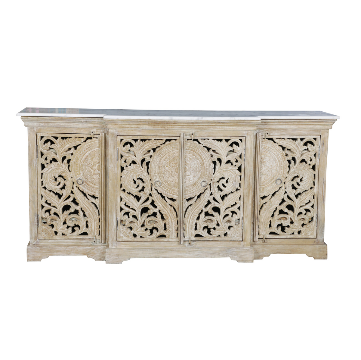 Hand Carved Indian Marble Top Sideboard