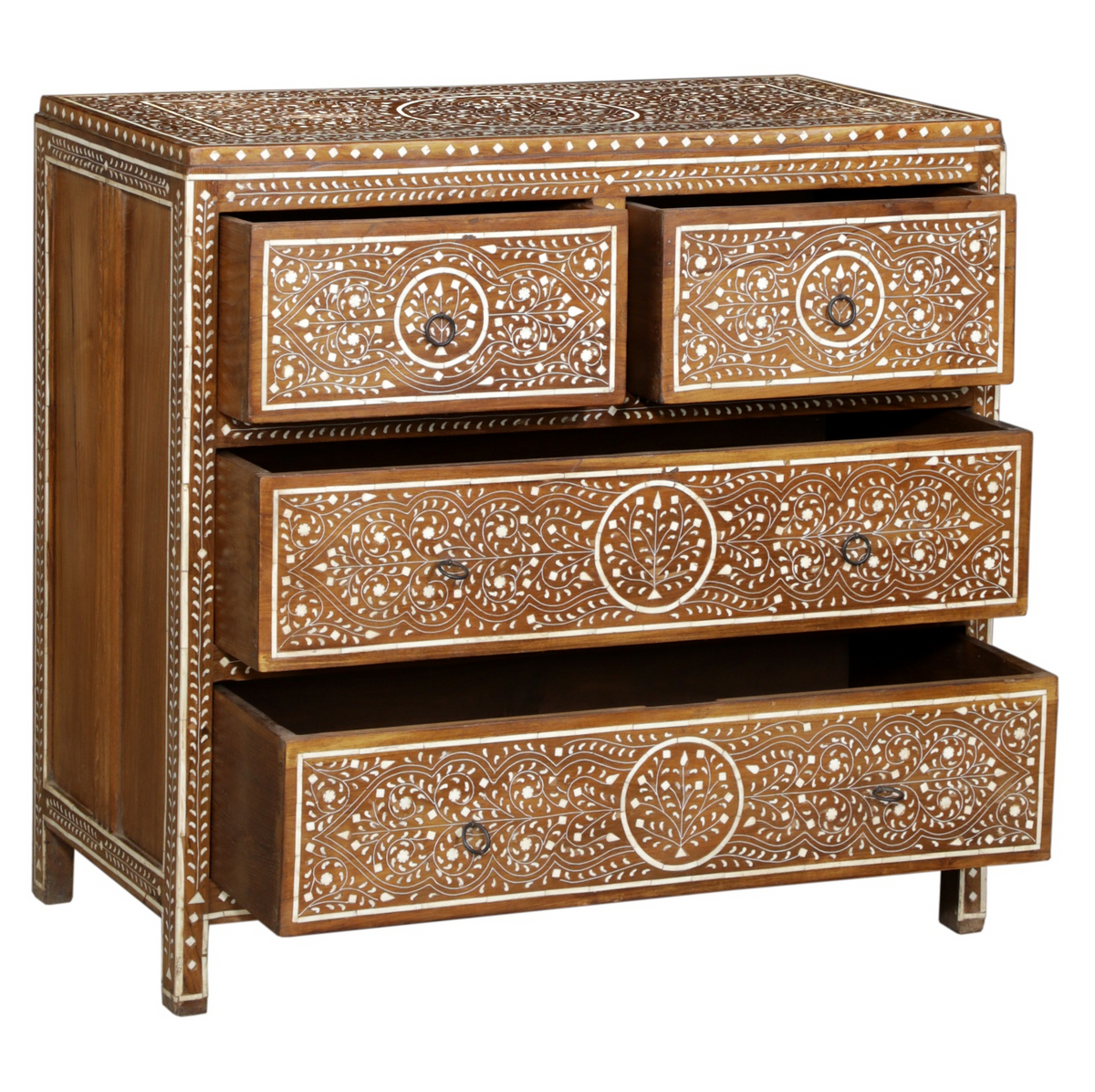 Indian Bone Inlay Chest Of Drawers