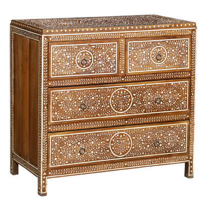 Indian Bone Inlay Chest Of Drawers