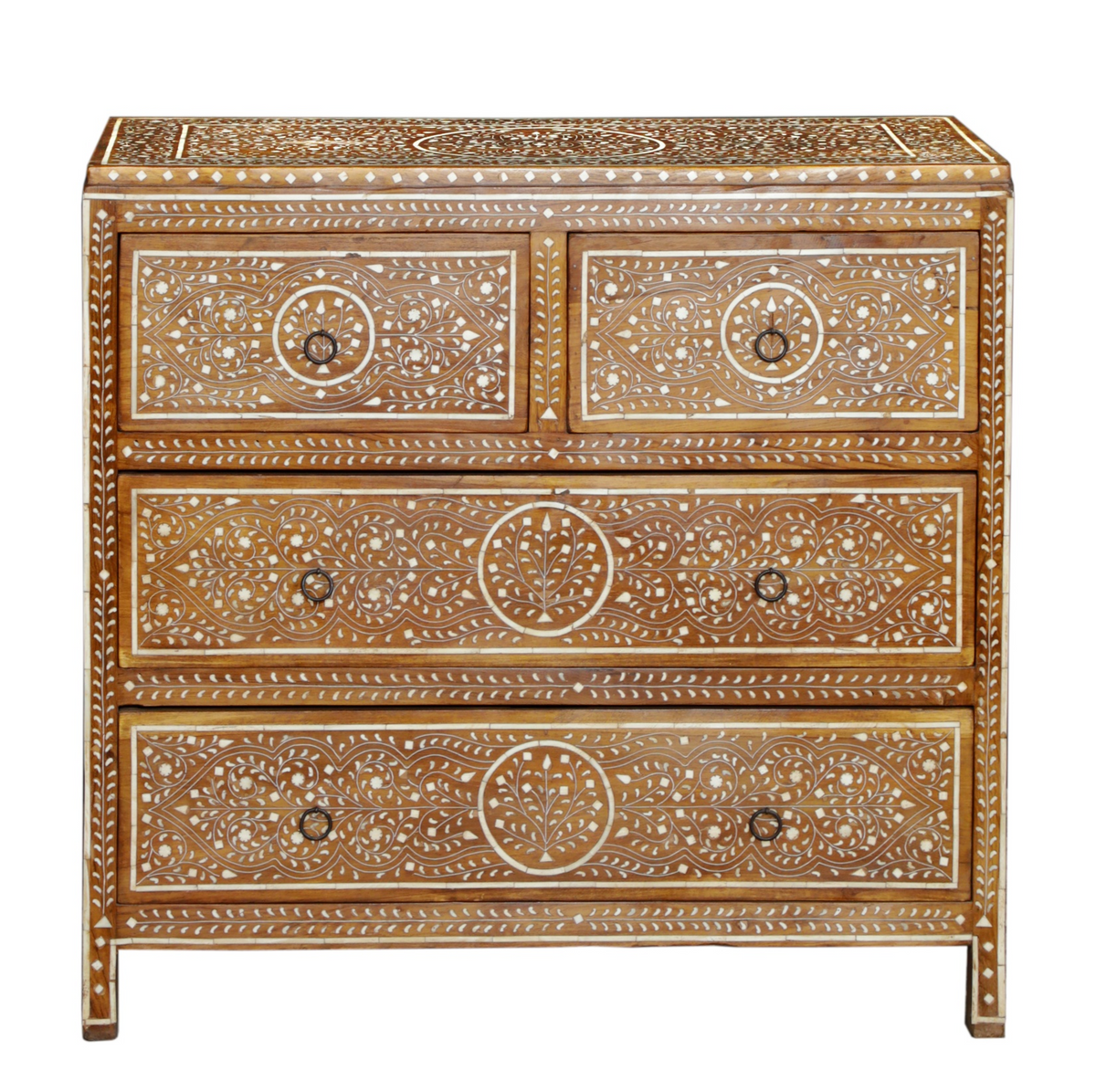 Indian Bone Inlay Chest Of Drawers