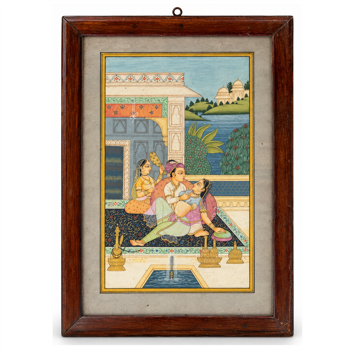 Miniture Mughal Palace Terrace Painting