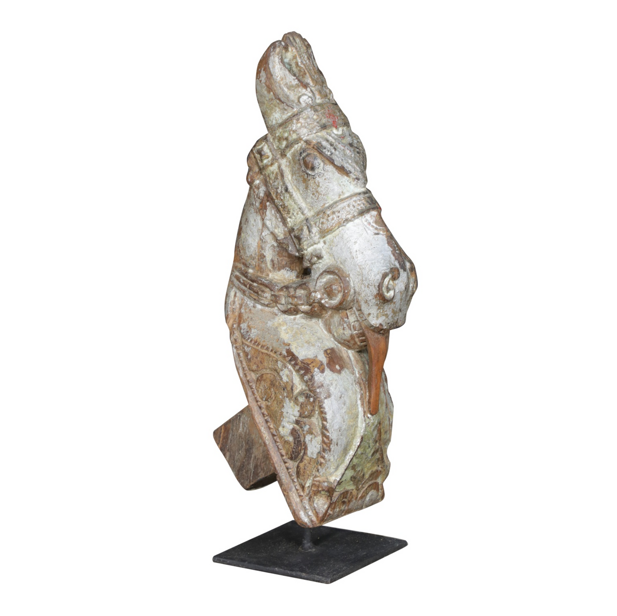 Hand Carved Indian Horse Head Sculpture