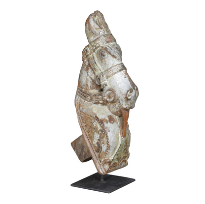 Hand Carved Indian Horse Head Sculpture
