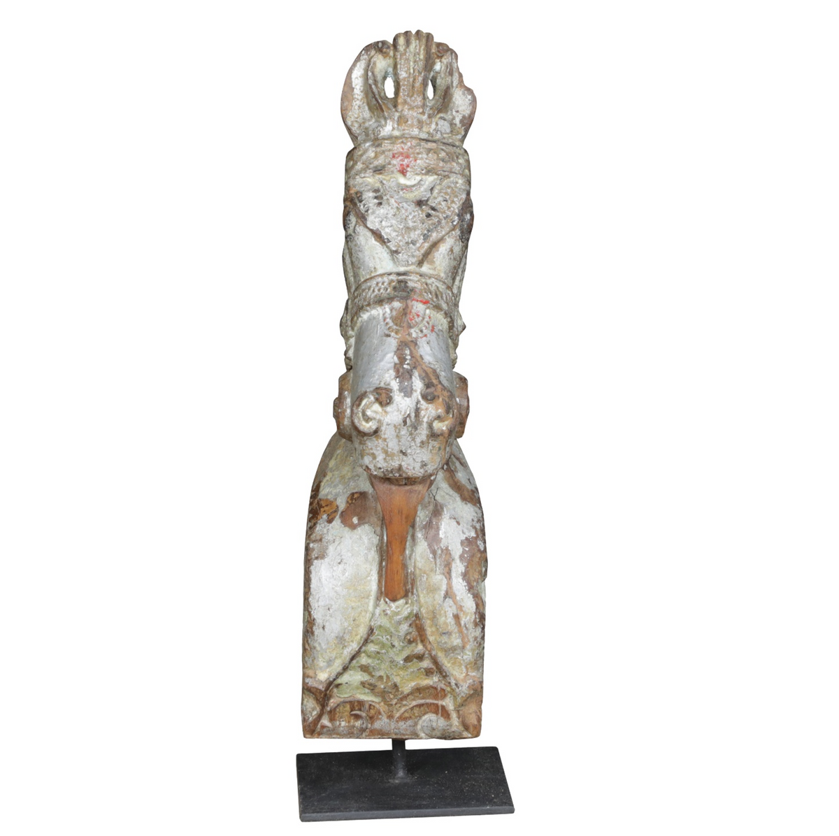 Hand Carved Indian Horse Head Sculpture
