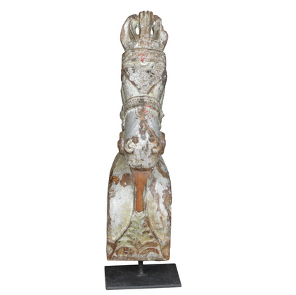 Hand Carved Indian Horse Head Sculpture