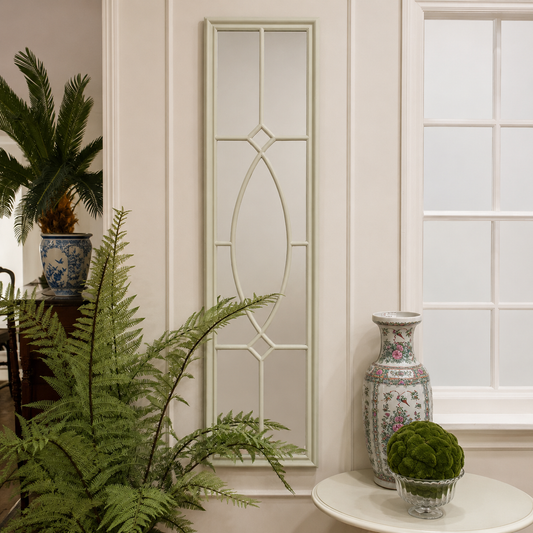 Tall Painted Mirror With Geometric Panel Detailing