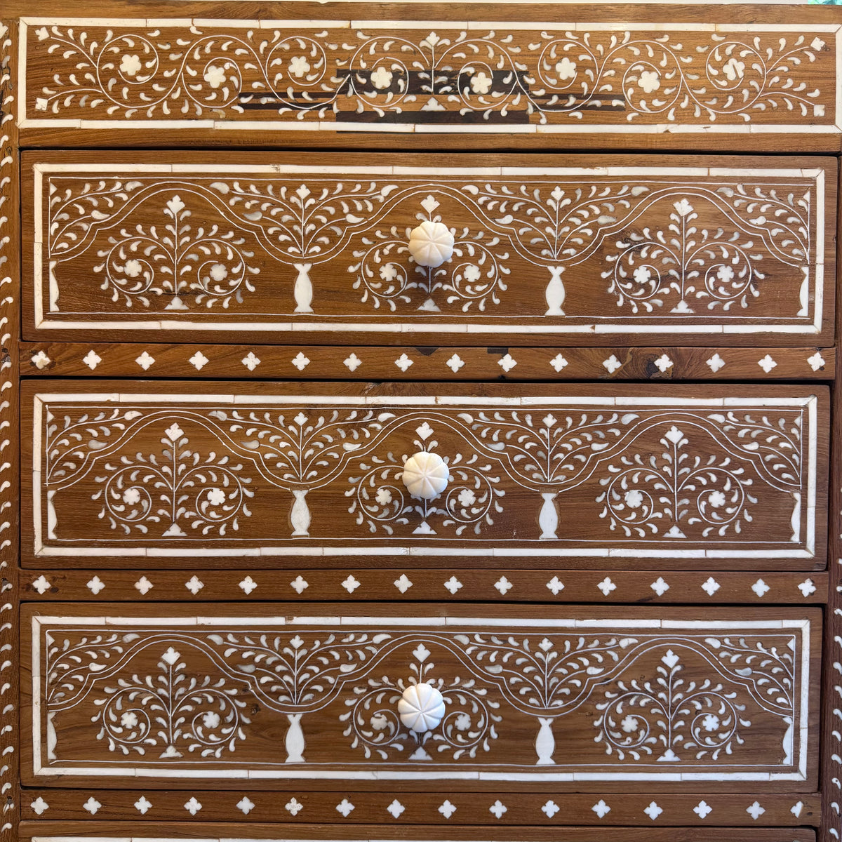Bone Inlay Tall Chest of Drawers