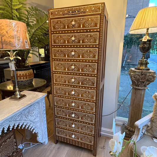 Bone Inlay Tall Chest of Drawers