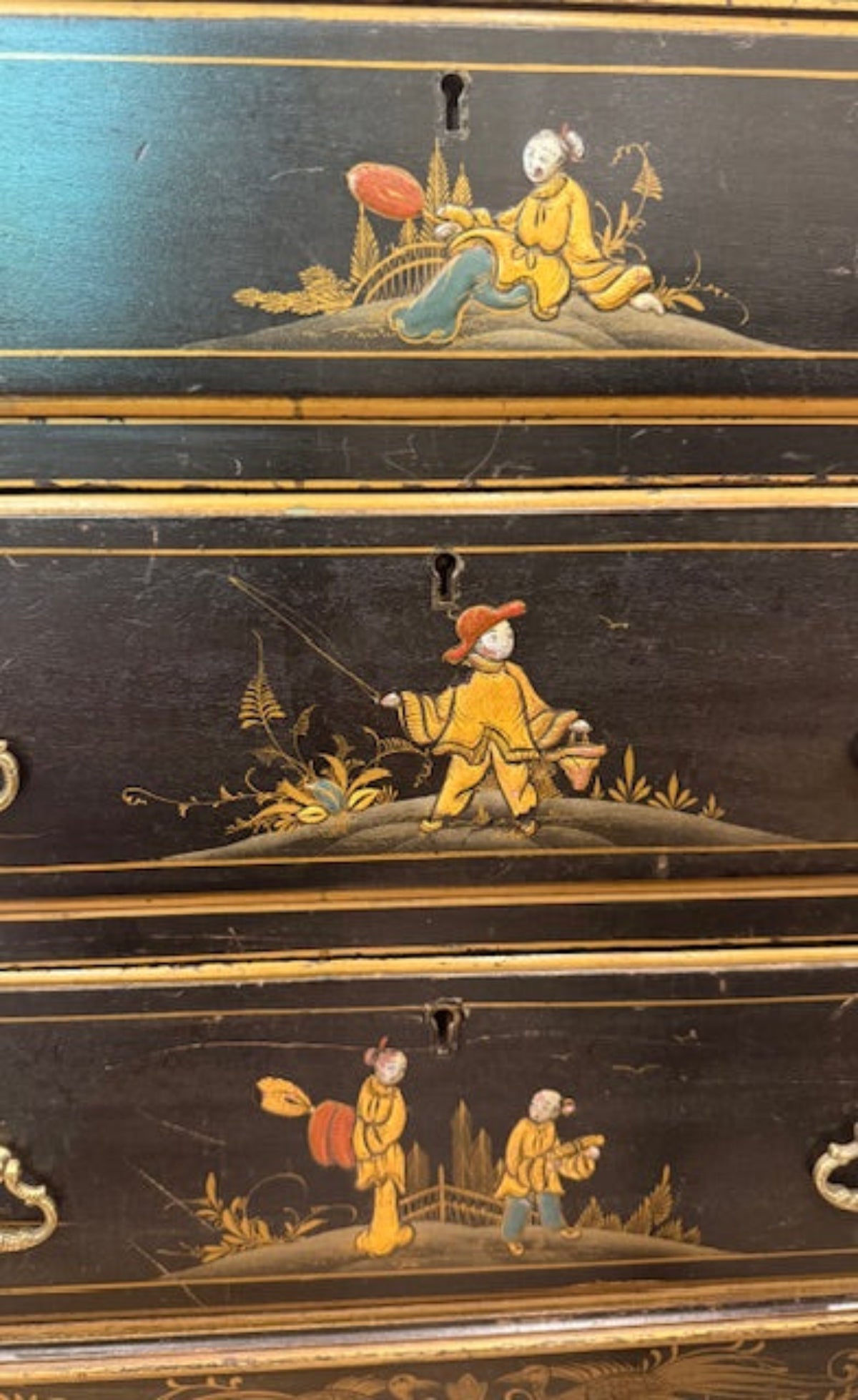 Antique Hand-Painted Chinoiserie Writing Bureau