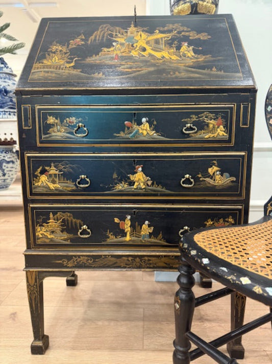 Antique Hand-Painted Chinoiserie Writing Bureau