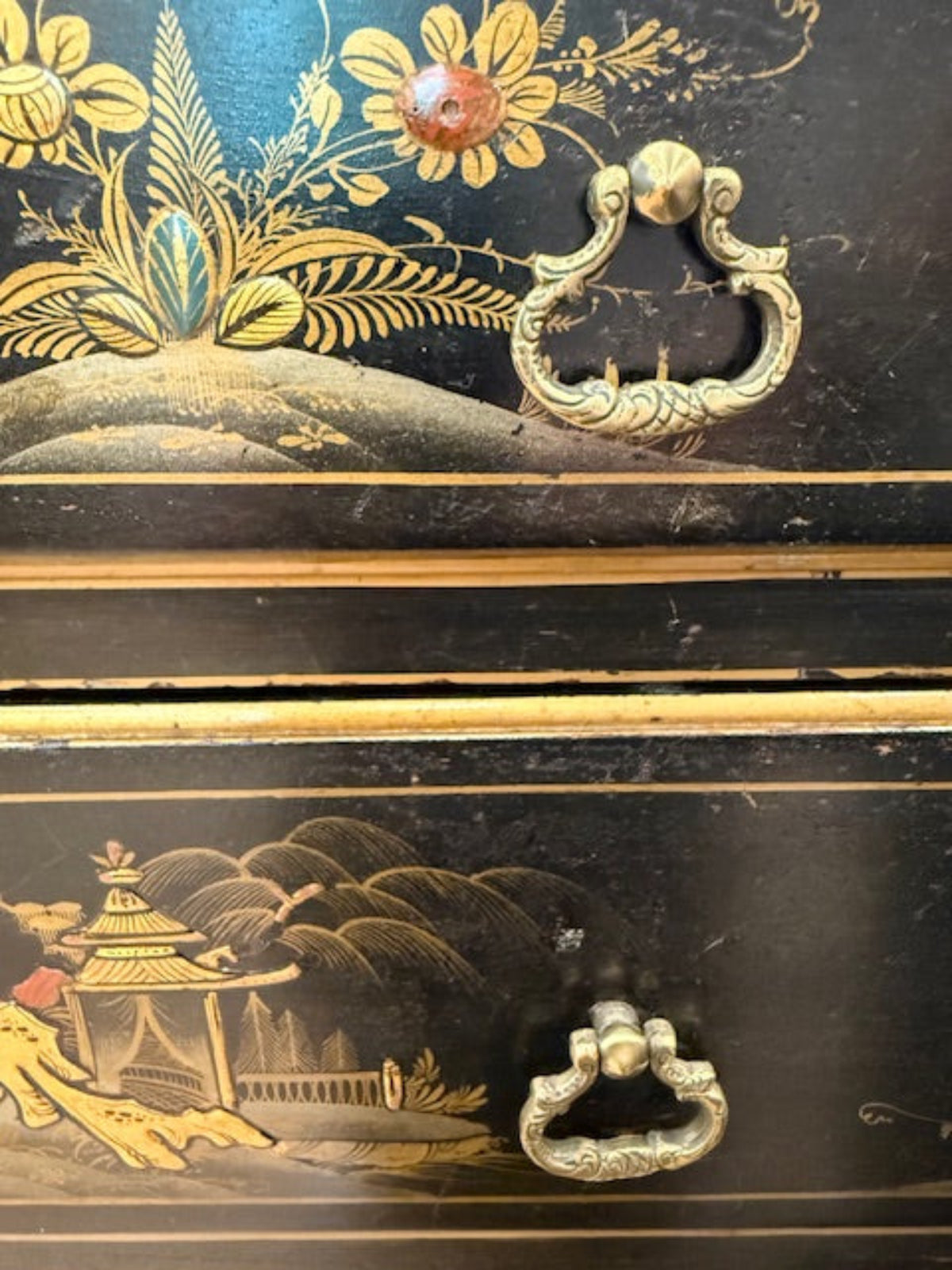Antique Hand-Painted Chinoiserie Writing Bureau