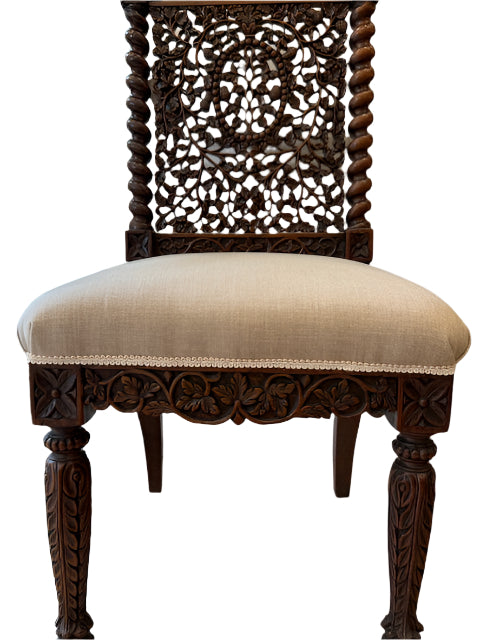 Antique Anglo-Indian Carved Chair – 19th Century Masterpiece