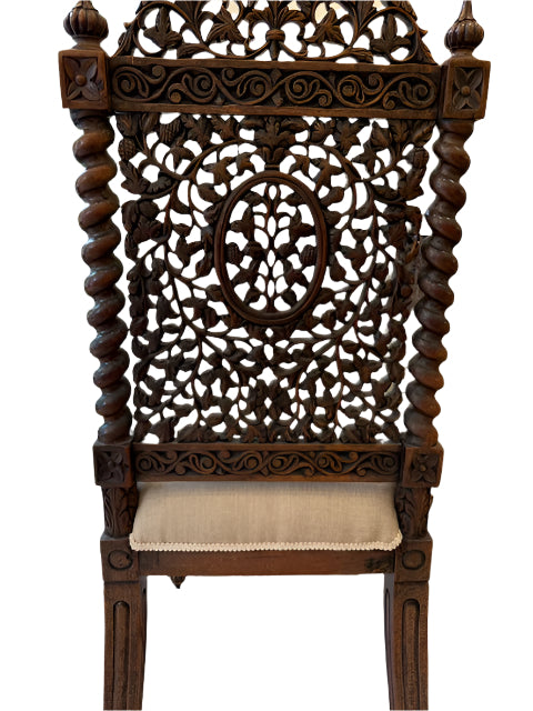 Antique Anglo-Indian Carved Chair – 19th Century Masterpiece