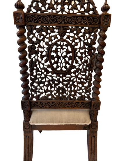 Antique Anglo-Indian Carved Chair – 19th Century Masterpiece