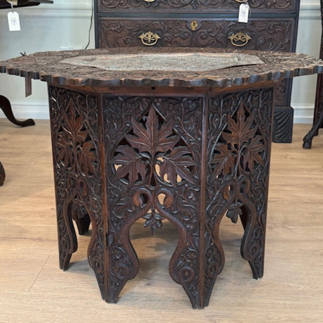 Heavily Carved Anglo-Indian Folding Coffee table