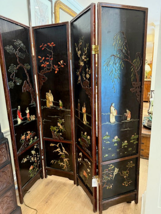 Oriental Hand-Painted Folding Screen