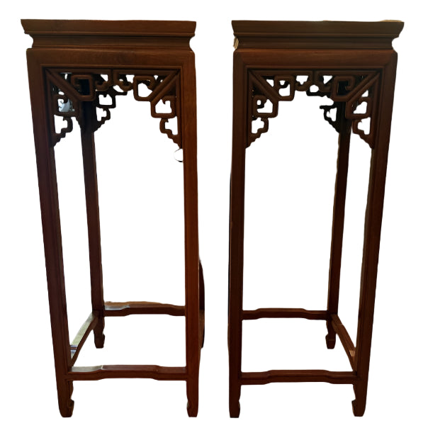 A Pair Of Oriental Carved Side Tables