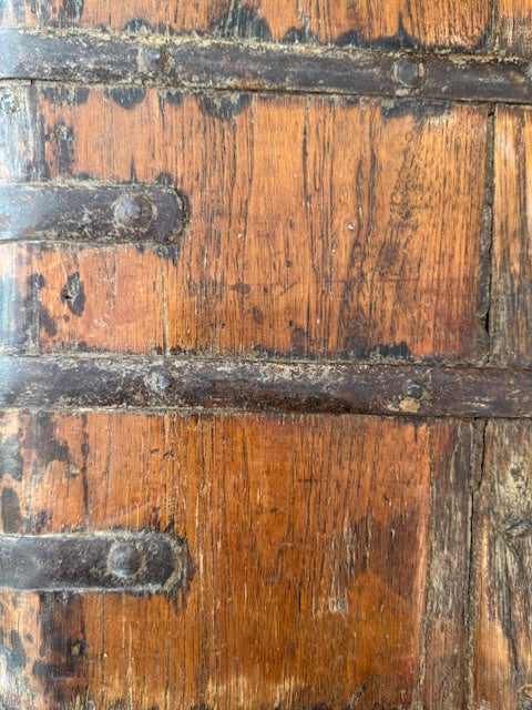 Antique Indian Iron-Strapped Chest – 19th Century Teakwood.