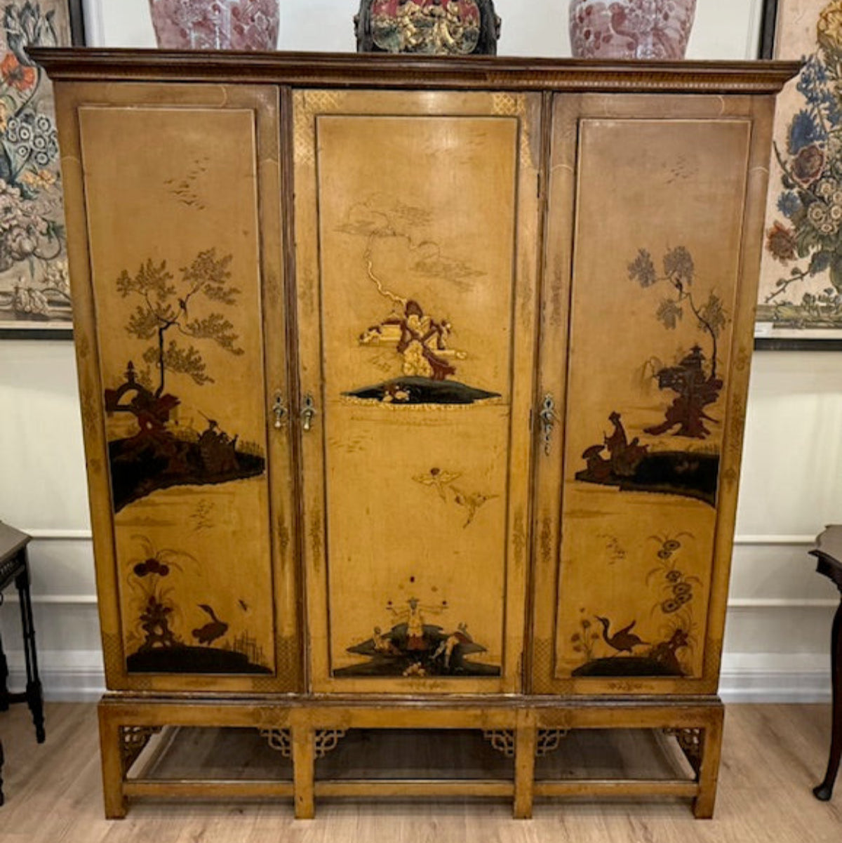 Antique Chinoiserie Three-Door Cabinet