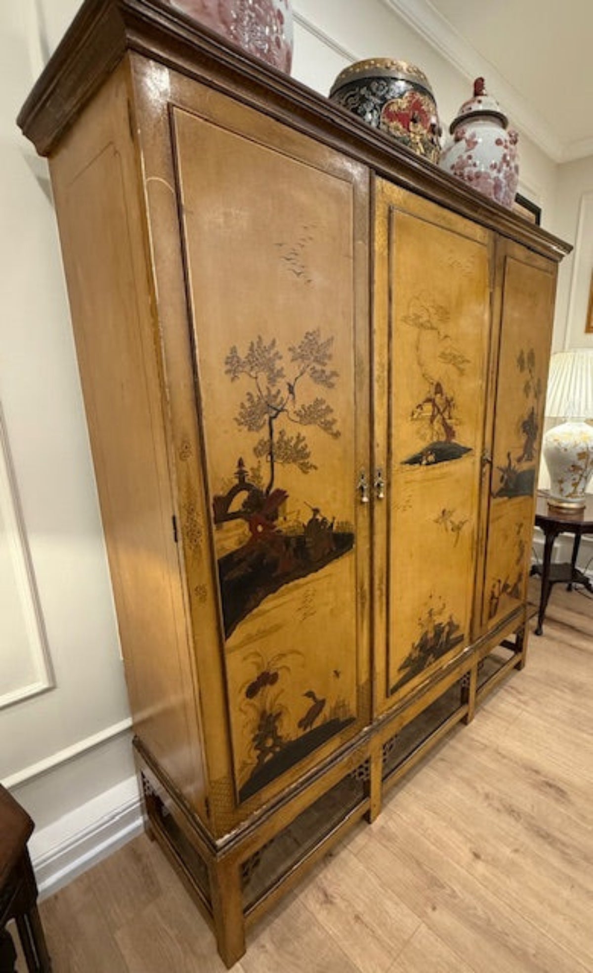 Antique Chinoiserie Three-Door Cabinet