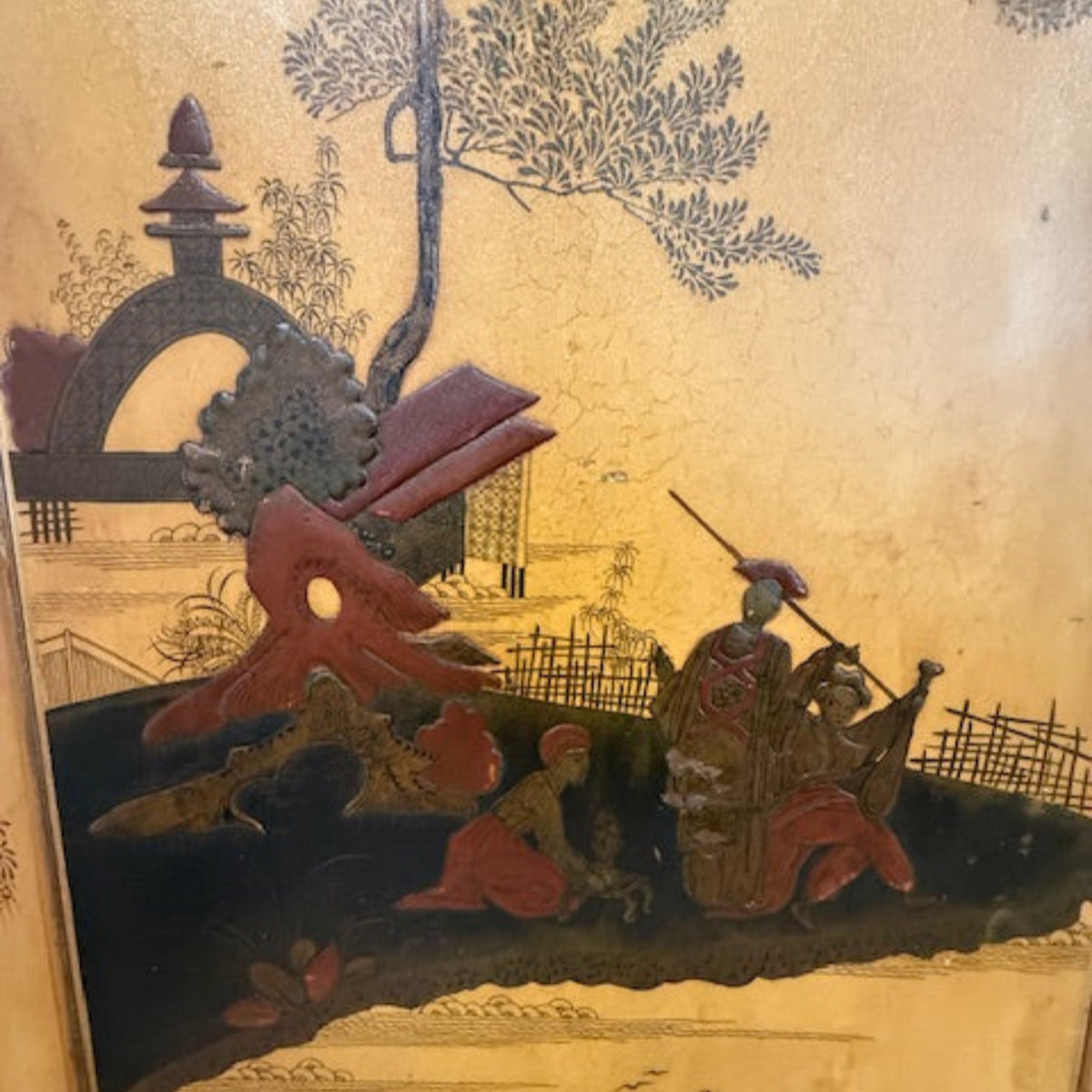 Antique Chinoiserie Three-Door Cabinet