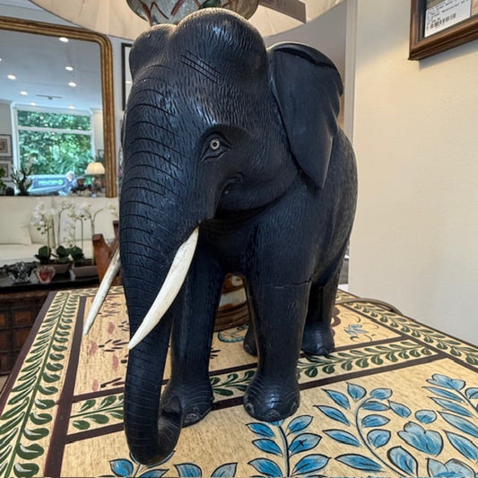 Mid-Century Carved Ebony Elephant